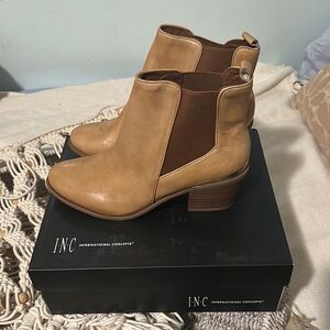 INC International Concepts Tan and Brown Chelsea Ankle Boots